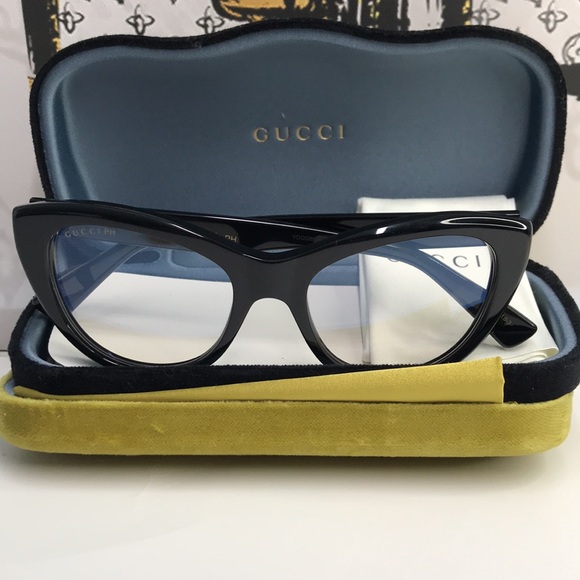 NEW Authentic Gucci GG1172O 001/004 Black & Gold Cat Eye Glasses - Picture 11 of 14
